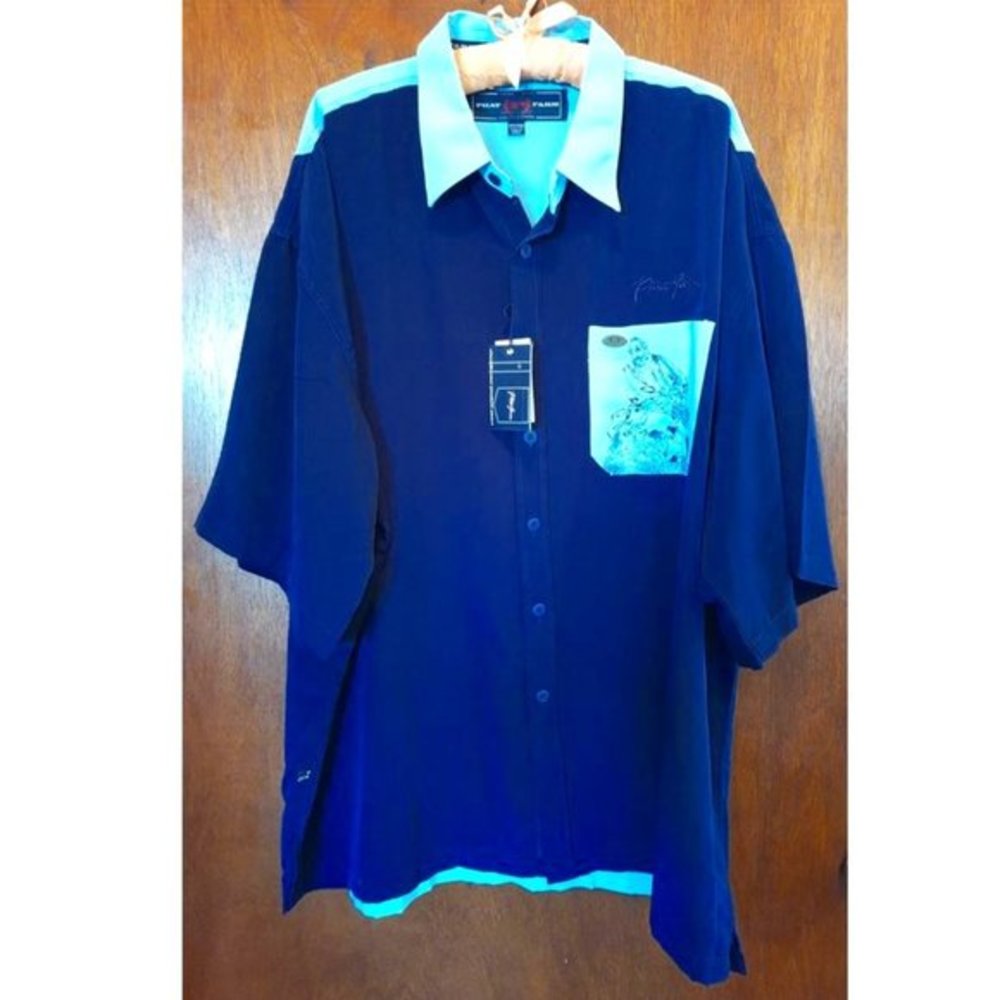 Vintage Phat Farm Navy Blue Asian Graphic Shirt Men's Plus Size 3X